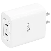 Chargeur mural à deux ports USB-C 40 W Power Cube Duo de LOGiiX - Blanc