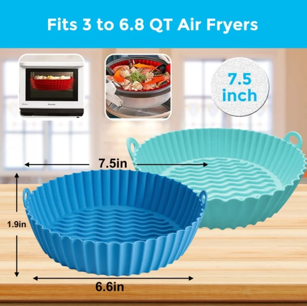 Air Fryer Silicone Liners 18cm Round Air Fryer Silicone Pot For Air Fryer  Reusable Replacement Pots