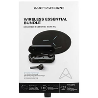 Axessorize Essential Bundle In-Ear Truly Wireless Headphones with Wireless Charger