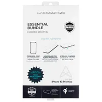 Axessorize Essential Bundle with Case, Screen Protector & Wireless Charger for iPhone 13 Pro Max