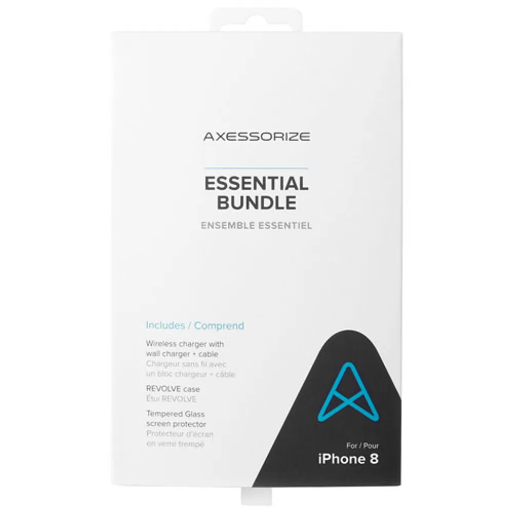 Axessorize Essential Bundle with Case, Screen Protector & Wireless Charger for iPhone 8