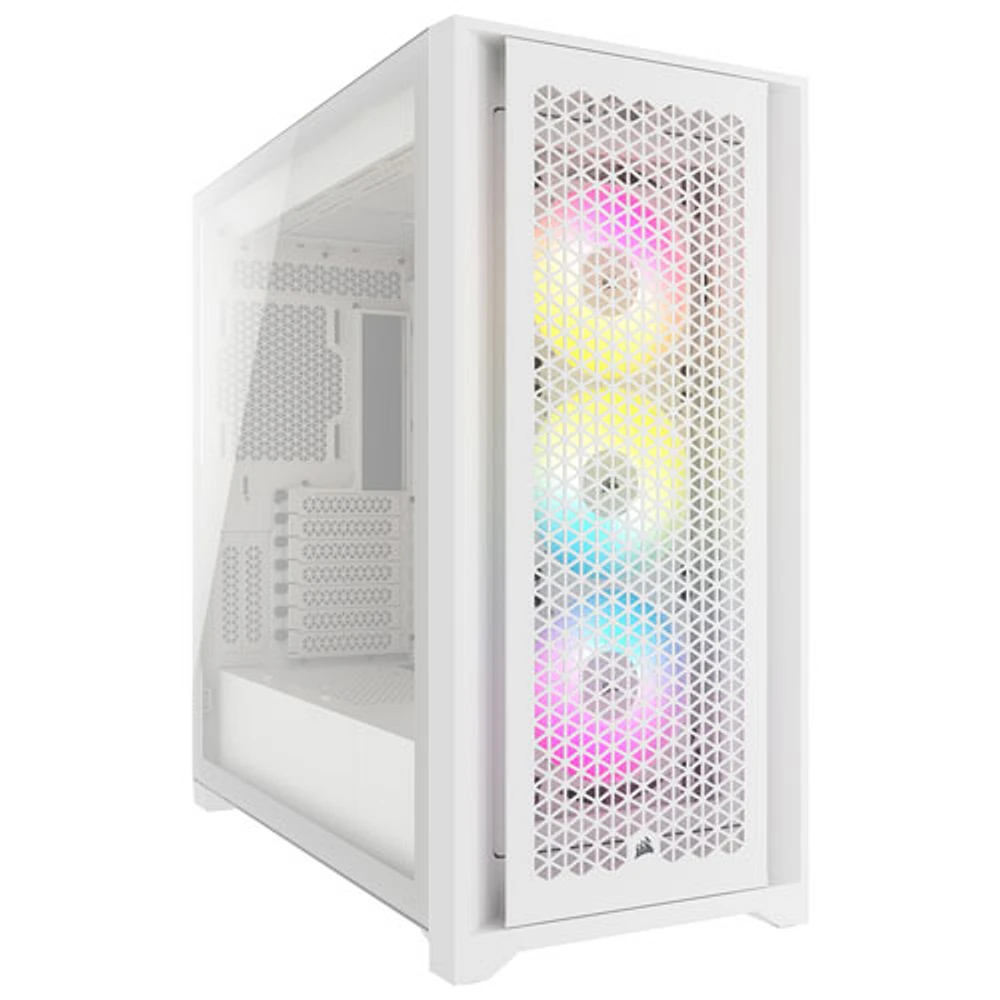 Tour d'ordinateur mi-haute ATX 5000D Airflow à éclairage RVB de Corsair - Blanc