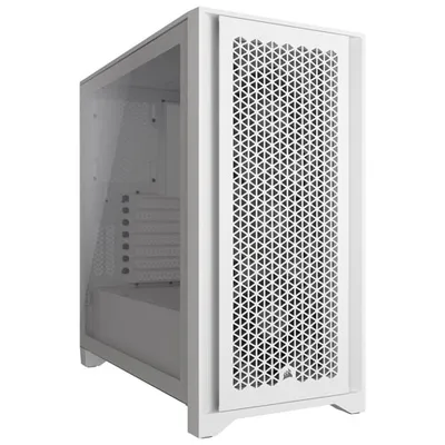 Tour d'ordinateur mi-haute ATX 4000D Airflow à éclairage RVB de Corsair - Blanc