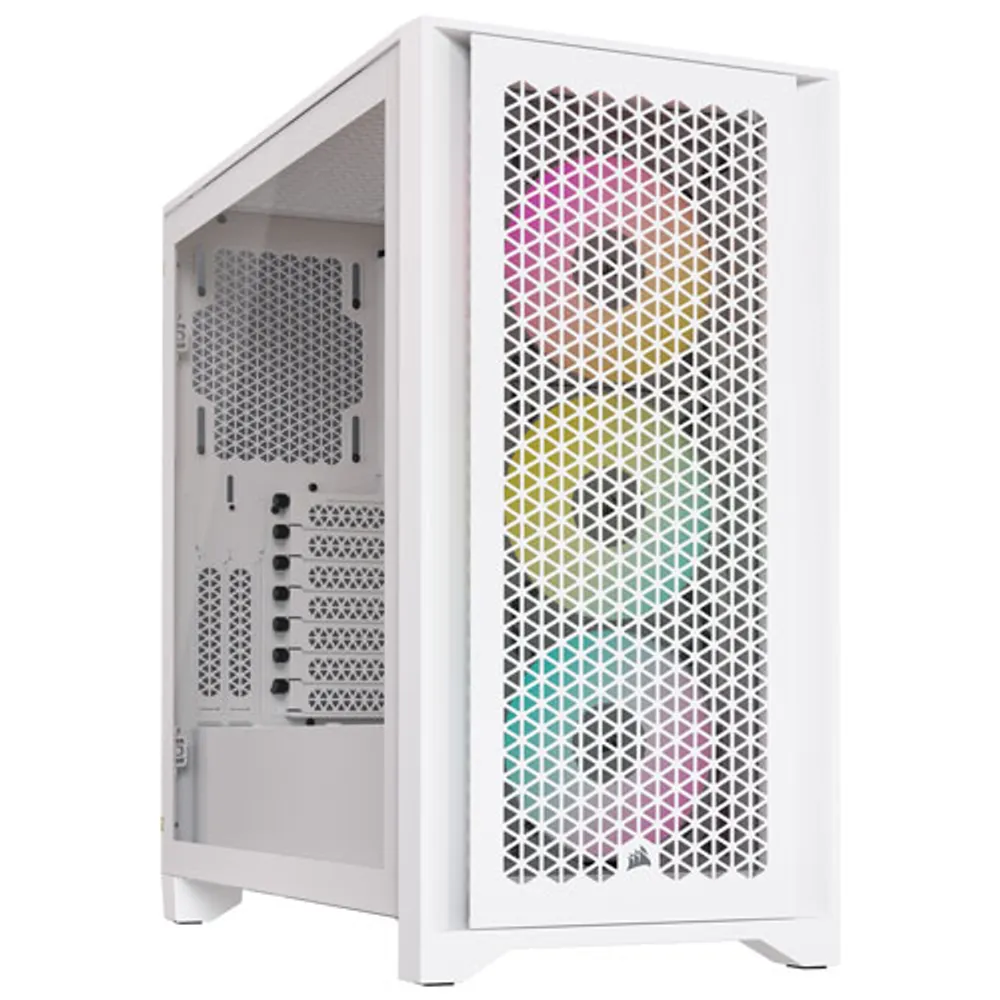 Tour d'ordinateur mi-haute ATX 4000D Airflow à éclairage RVB de Corsair - Blanc