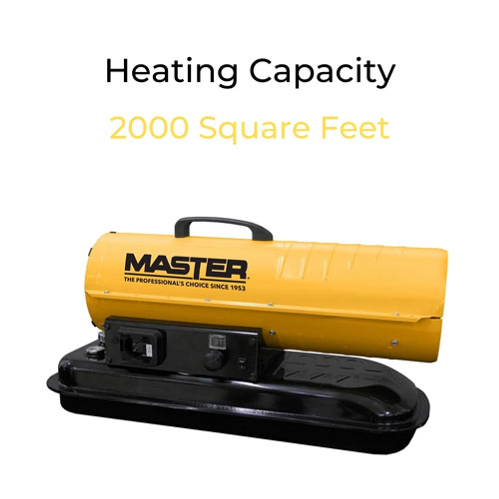 Master Battery & Kerosene Diesel Air Heater - 80,000 BTU - Yellow