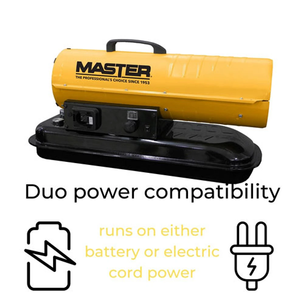 Master Battery & Kerosene Diesel Air Heater - 80,000 BTU - Yellow