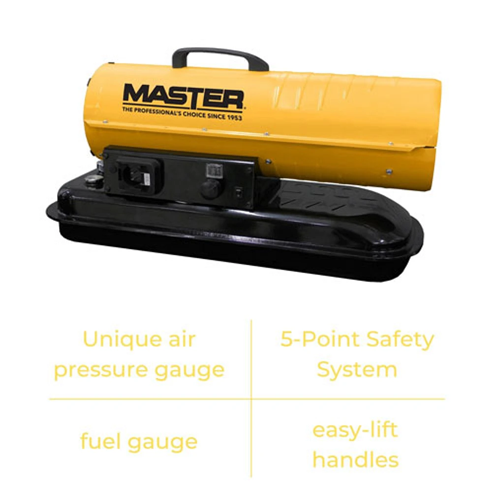 Master Battery & Kerosene Diesel Air Heater - 80,000 BTU - Yellow