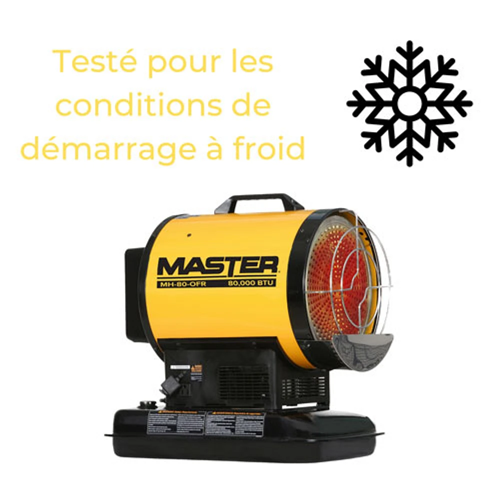 Master Battery & Kerosene Diesel Radiant Heater - 80,000 BTU - Yellow