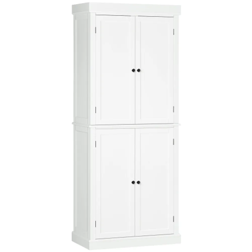 HOMCOM Freestanding Modern 4 Door Kitchen Pantry, Storage Cabinet