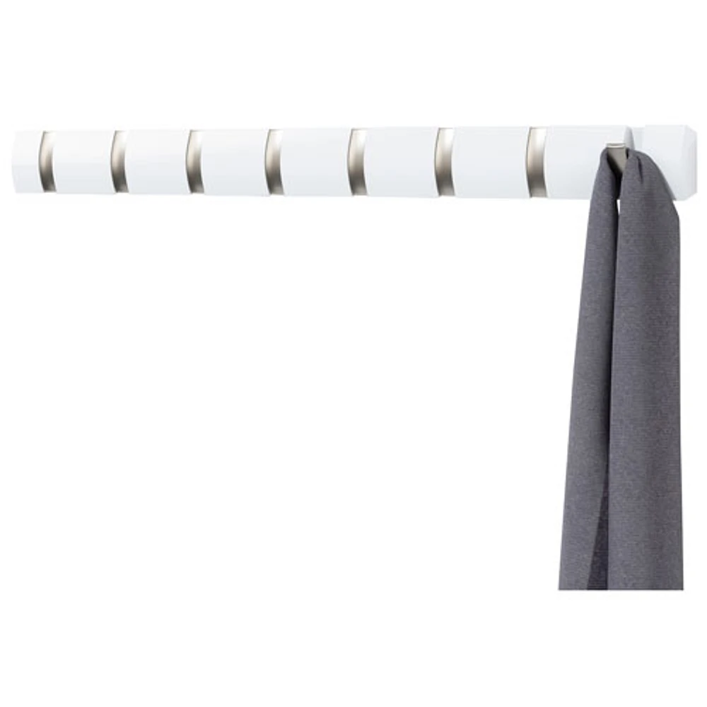 Umbra Flip 8-Hook Wall Mounted Coat Rack - White