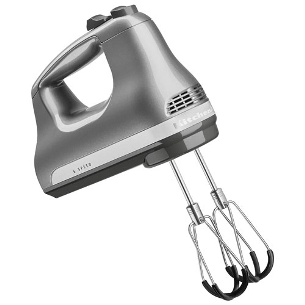 Mélangeur à main à 6 vitesses de KitchenAid avec batteurs Flex Edge (KHM6118CU) - Contour argenté