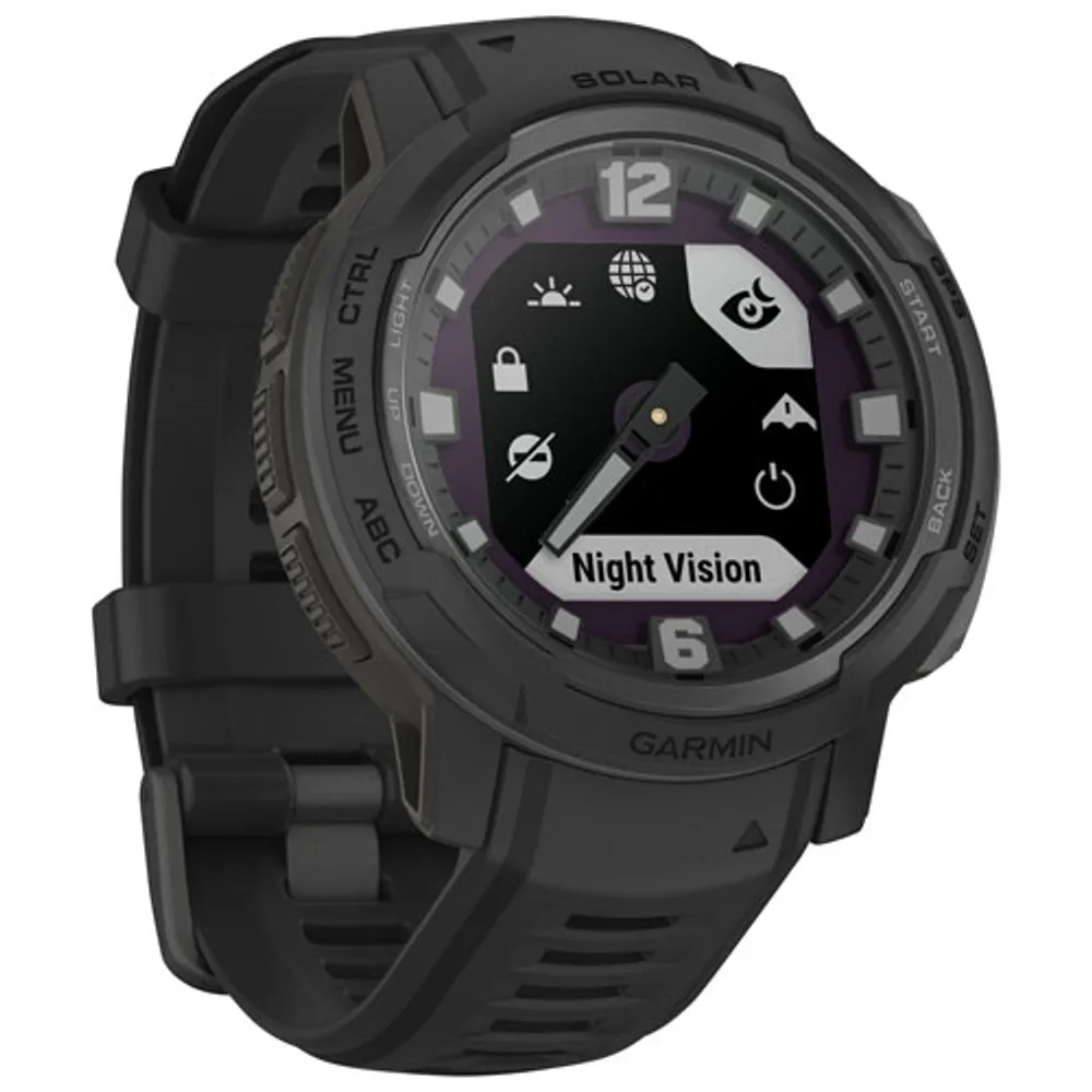 Garmin Instinct Crossover Solar Tactical Edition 45mm GPS Watch with Heart Rate Monitor - Black