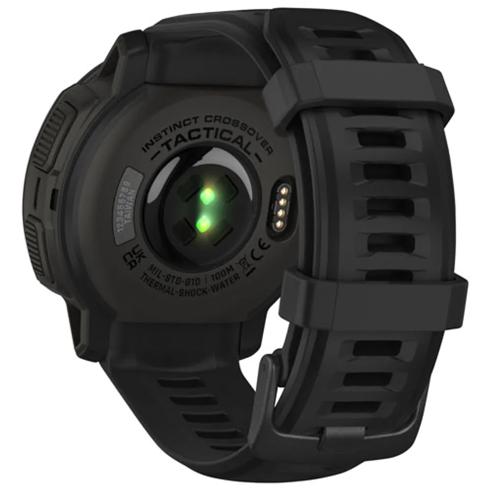 Garmin Instinct Crossover Solar Tactical Edition 45mm GPS Watch with Heart Rate Monitor - Black