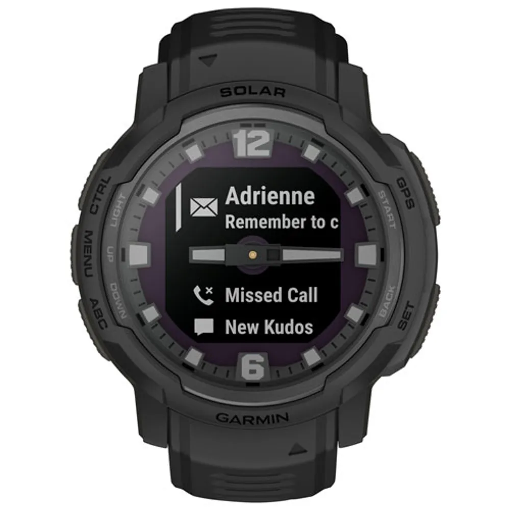 Garmin Instinct Crossover Solar Tactical Edition 45mm GPS Watch with Heart Rate Monitor - Black