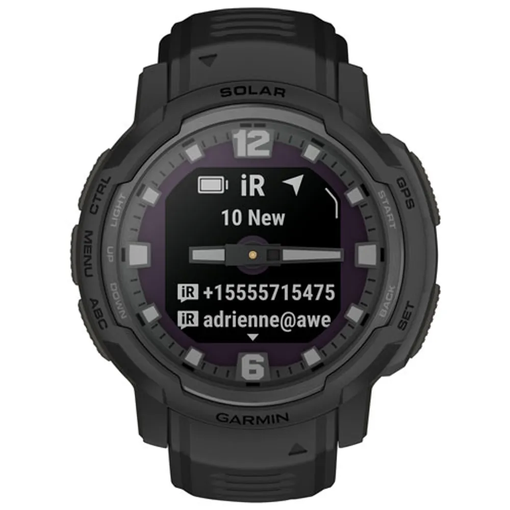Garmin Instinct Crossover Solar Tactical Edition 45mm GPS Watch with Heart Rate Monitor - Black