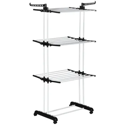 4-Tier Clothes Drying Rack with Rotatable Side Wings and Collapsible Shelves-Gray | Costway