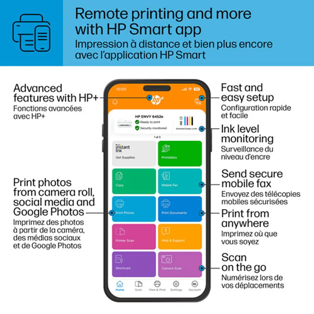 HP ENVY 6452e Wireless All-In-One Inkjet Printer - HP Instant Ink 3-Month Free Trial Included*