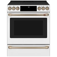 Open Box - Café 30" 5-Element Slide-In Smooth Top Electric Range (CCES700P4MW2) -White -Perfect Condition