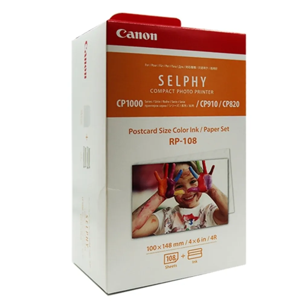 Canon Selphy CP1300 Photo Printer Black with 2x Canon RP-108 Color