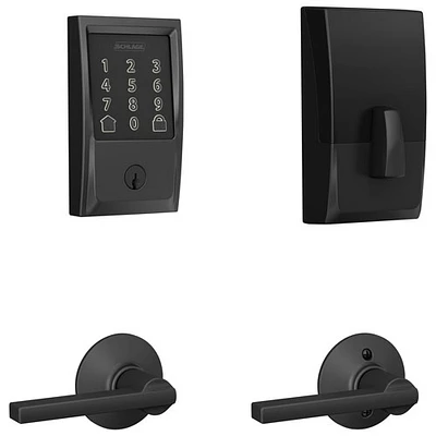 Poignée de porte à levier à serrure intelligente et pêne dormant Wi-Fi Encode de Schlage - Noir mat - Exclusivité Best Buy