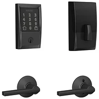 Poignée de porte à levier à serrure intelligente et pêne dormant Wi-Fi Encode de Schlage - Noir mat - Exclusivité Best Buy