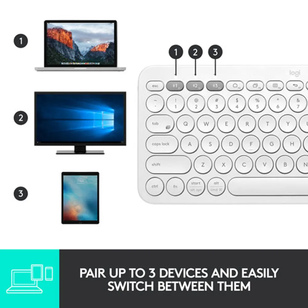 Logitech K380 Multi-Device TKL Bluetooth Keyboard - Off-White