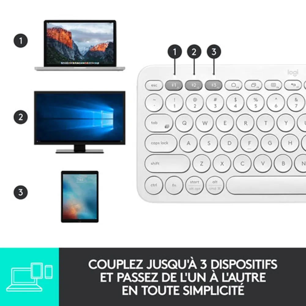 Logitech K380 Multi-Device TKL Bluetooth Keyboard - Off-White