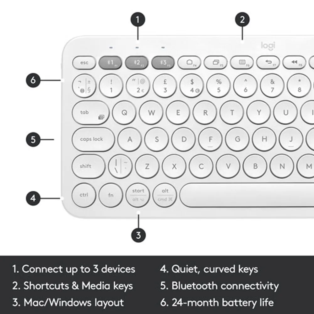 Logitech K380 Multi-Device TKL Bluetooth Keyboard - Off-White
