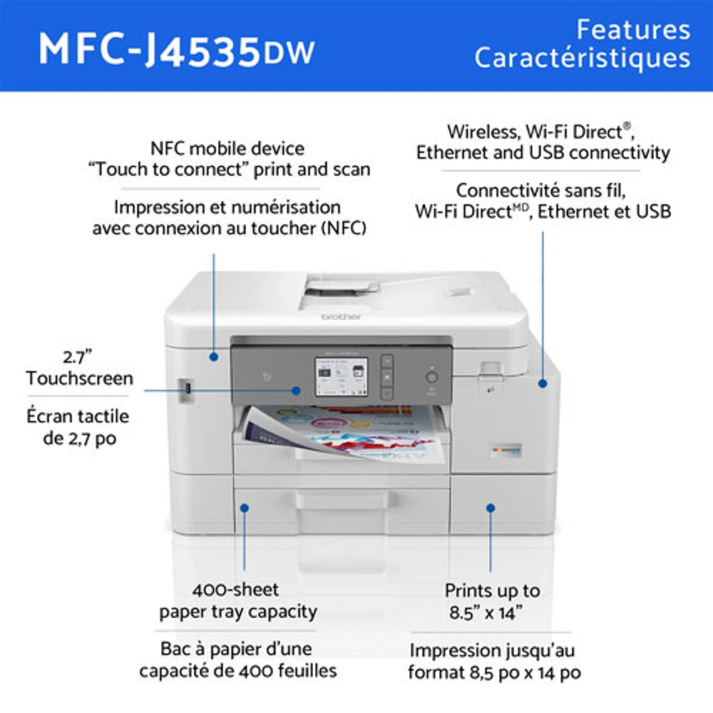 Imprimante à jet d'encre tout-en-un sans fil INKvestment Tank de Brother (MFC-J4535DW)