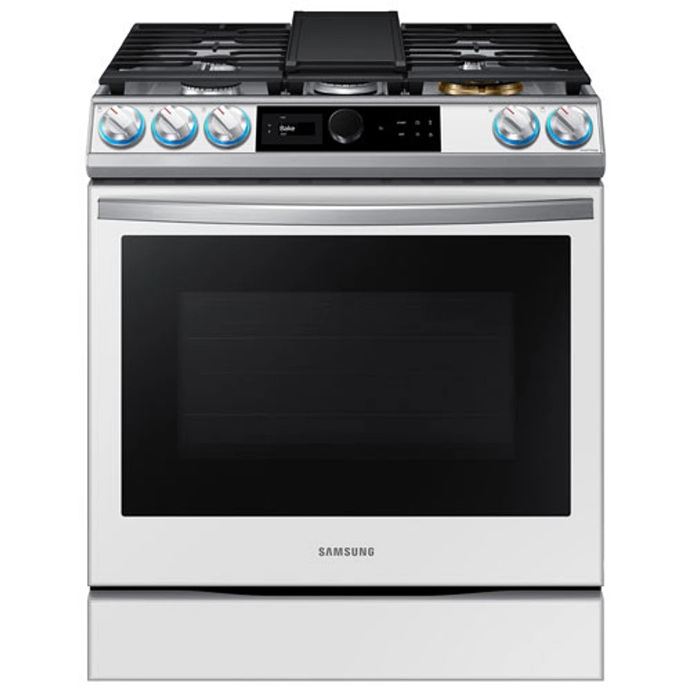 Open Box - Samsung BESPOKE 30" Slide-In Gas Air Fry Range (NX60BB871112AA) - White - Perfect Condition