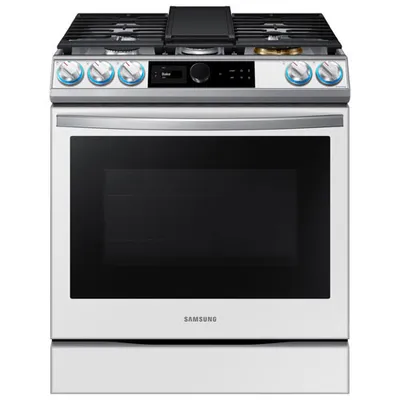 Open Box - Samsung BESPOKE 30" Slide-In Gas Air Fry Range (NX60BB871112AA) - White - Perfect Condition