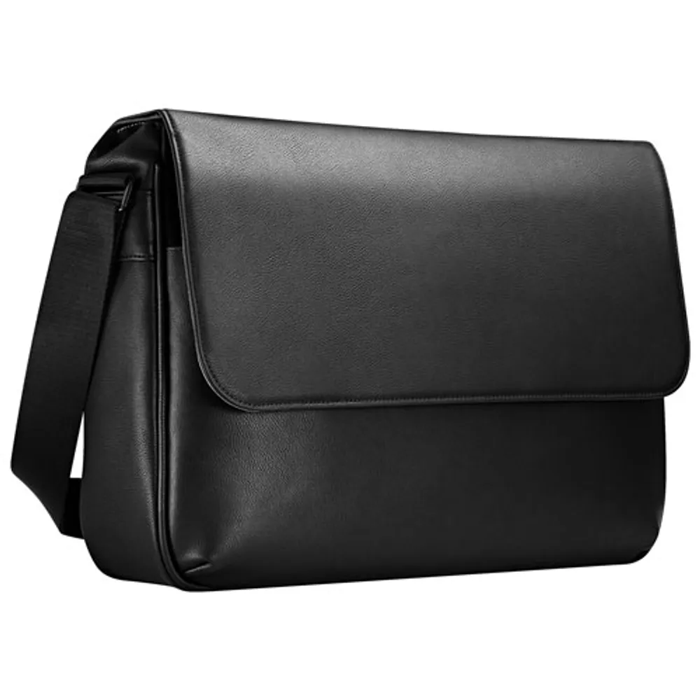 Insignia 15" Leather Laptop Messenger Bag - Black - Only at Best Buy