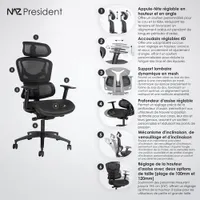 Fauteuil de bureau en filet à dossier pleine hauteur President de Naz - Noir