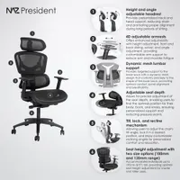 Fauteuil de bureau en filet à dossier pleine hauteur President de Naz - Noir