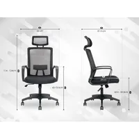 Naz Aspire Full-Back Mesh Office Chair with Headrest - Black