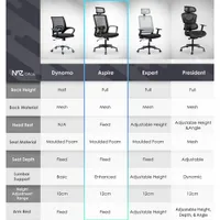 Naz Aspire Full-Back Mesh Office Chair with Headrest - Black