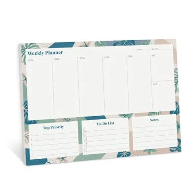 Rileys & Co Undated Weekly Planner, 11.0 x 8.3 in, Floral Print, Tearsheet To Do list planner, Daily Planner Pad, Weekly To-Do List Notepad, Portable, Fits on Desk