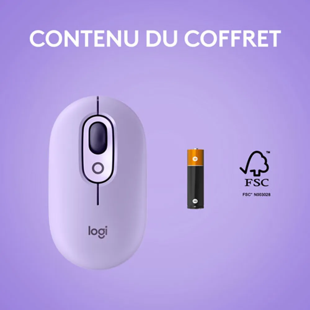 Logitech POP Mouse Bluetooth Optical Ambidextrous Mouse - Cosmos