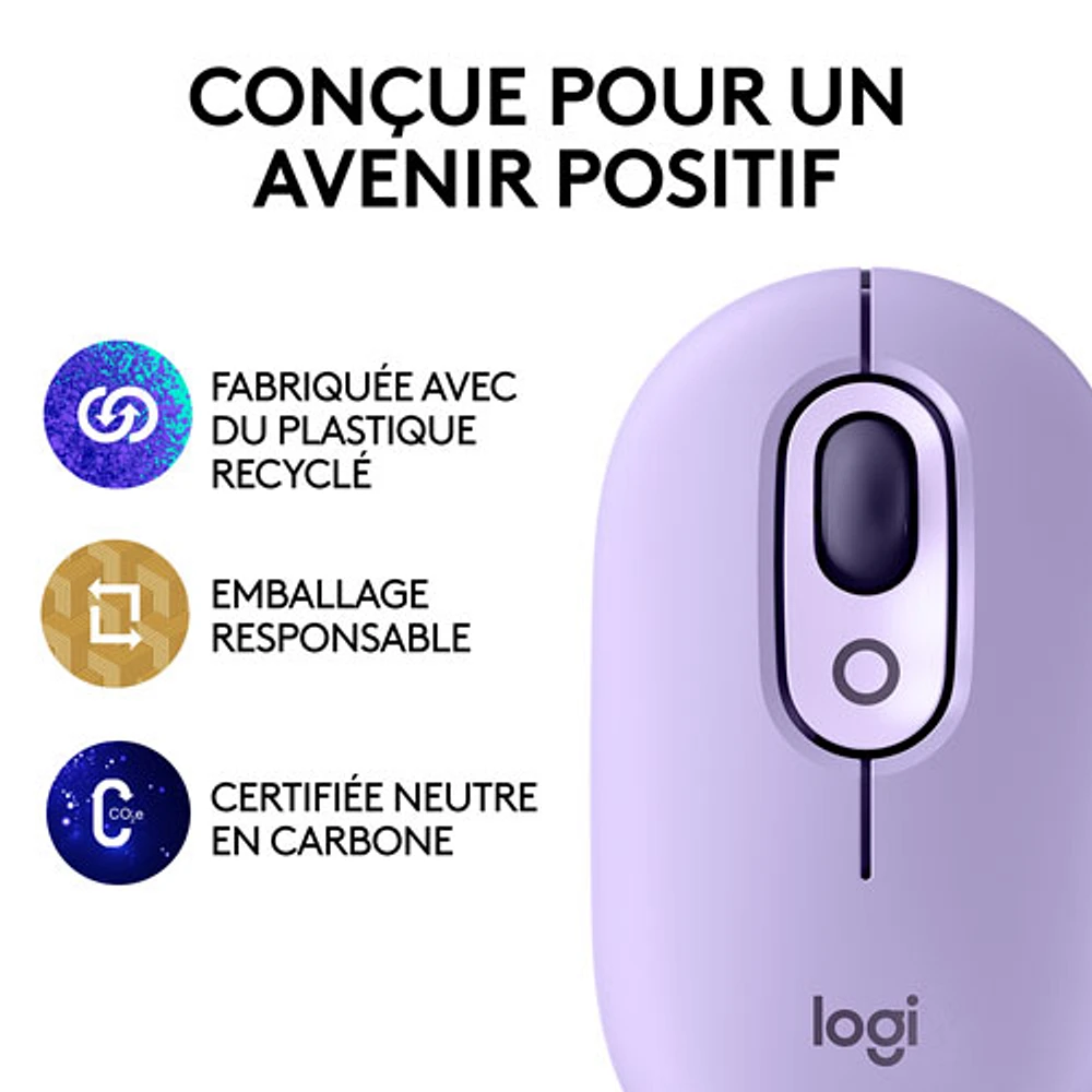 Logitech POP Mouse Bluetooth Optical Ambidextrous Mouse - Cosmos