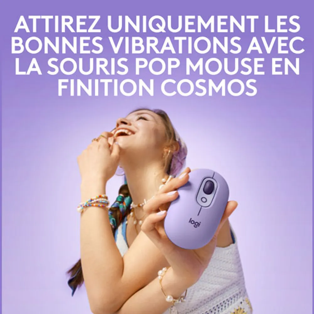 Logitech POP Mouse Bluetooth Optical Ambidextrous Mouse - Cosmos