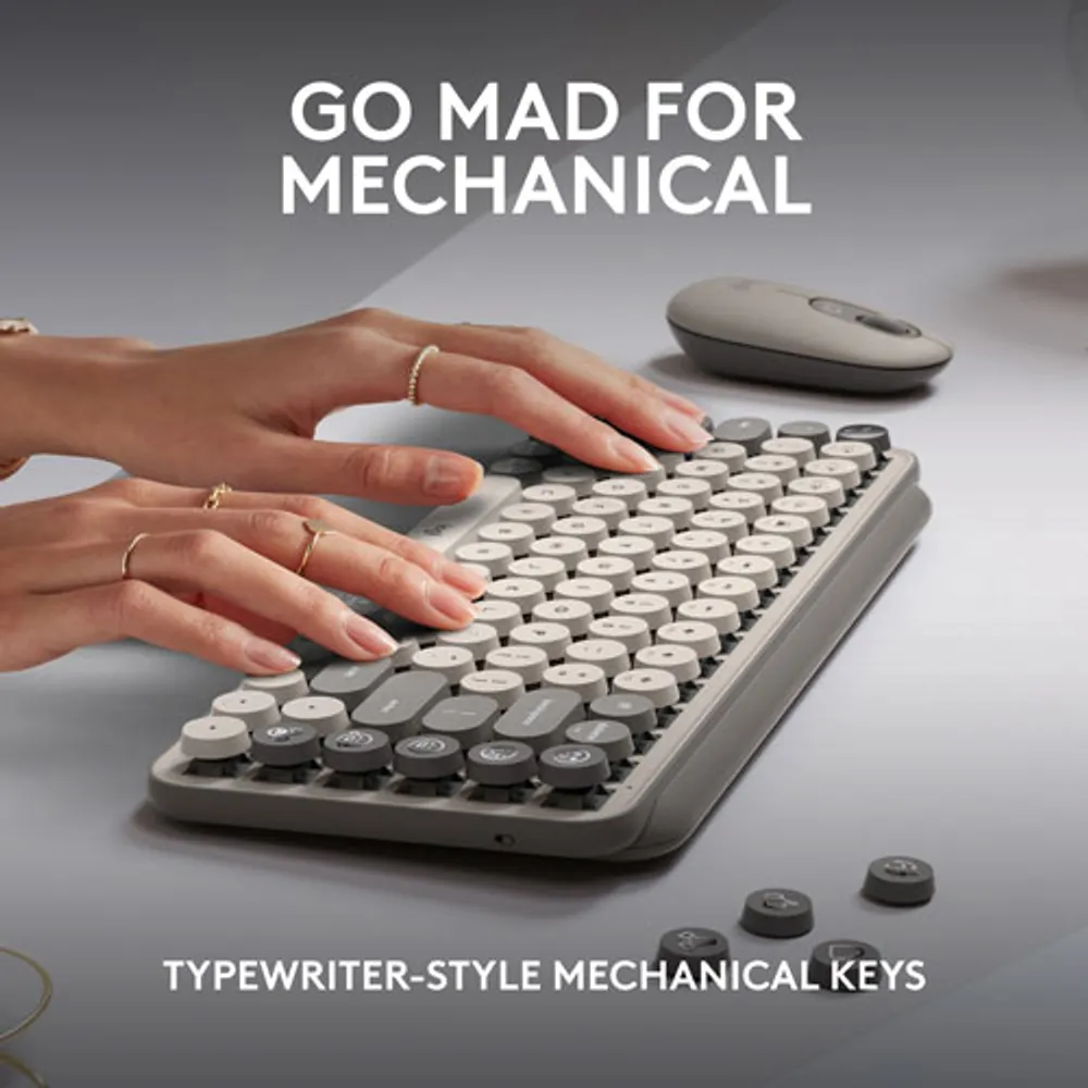 Logitech POP Keys Wireless Mechanical Keyboard with Customizable Emoji Keys - Mist