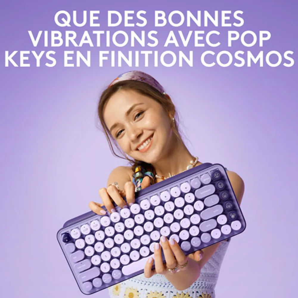 Logitech POP Keys Wireless Mechanical Keyboard with Customizable Emoji Keys - Cosmos