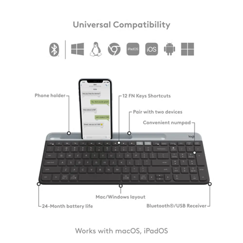 Logitech K585 Multi-Device Slim Bluetooth Keyboard - Graphite