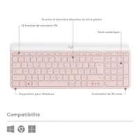 Ensemble clavier et souris optique sans fil Slim Combo MK470 de Logitech - Rose - Anglais