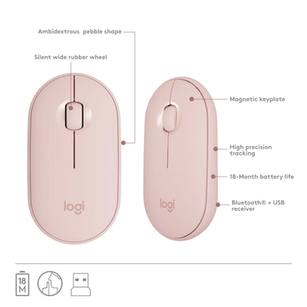 Ensemble clavier et souris optique sans fil Slim Combo MK470 de Logitech - Rose - Anglais