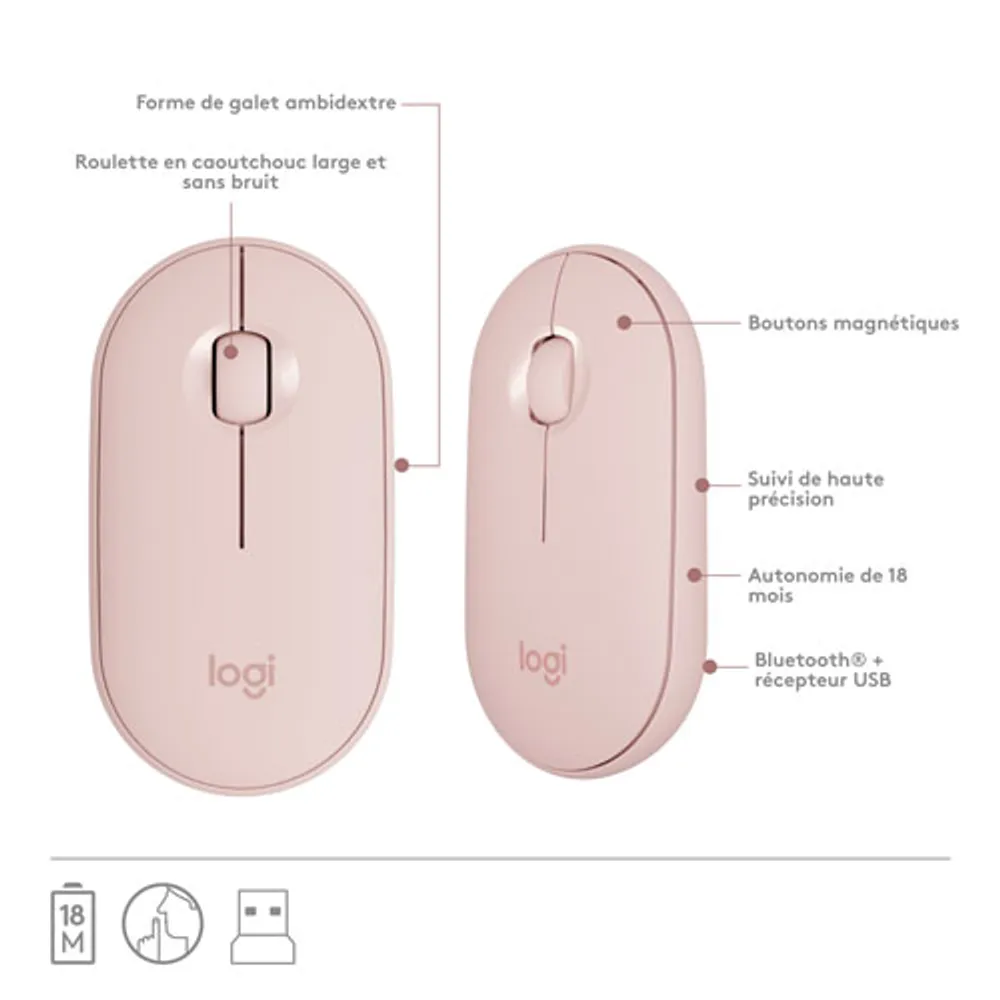 Ensemble clavier et souris optique sans fil Slim Combo MK470 de Logitech - Rose - Anglais