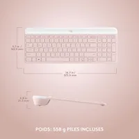 Ensemble clavier et souris optique sans fil Slim Combo MK470 de Logitech - Rose - Anglais