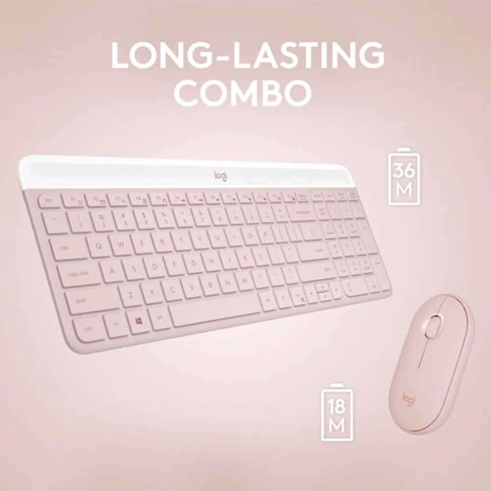 Ensemble clavier et souris optique sans fil Slim Combo MK470 de Logitech - Rose - Anglais