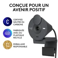 Caméra Web HD intégrale 1080p Brio 300 de Logitech avec microphone mono à réduction du bruit - Graphite