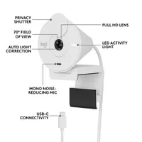 Logitech Brio 300 Full HD 1080p Webcam with Mono Noise Reduction Mic - Off-White